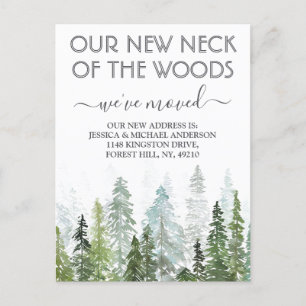 Our New Neck Of The Woods   New Home Moving Announcement Postcard