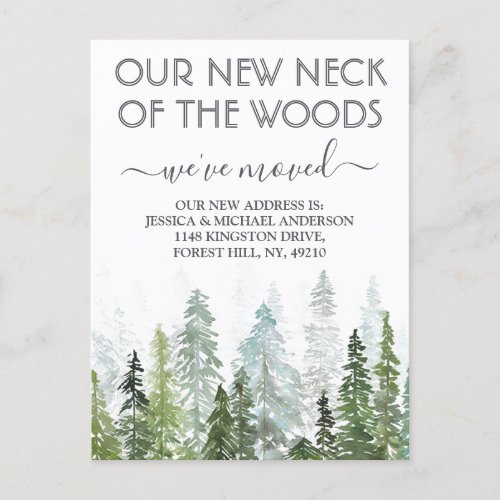 Our New Neck Of The Woods  New Home Moving Announcement Postcard