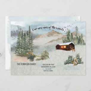 Our New Neck Of the Woods Pine Forest Cabin Moving Note Card
