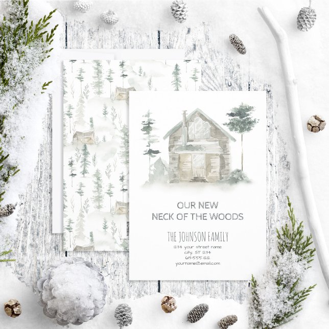 Our New Neck of the Woods Pine Spruce Trees Home Holiday Card (Creator Uploaded)