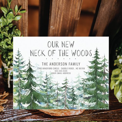 Our New Neck of the Woods Pine Spruce Trees Moving Announcement Postcard