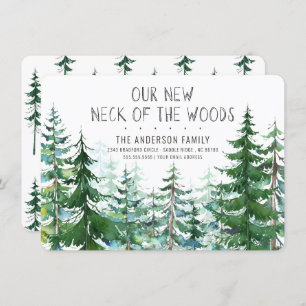 Our New Neck of the Woods Pine Spruce Trees Moving Invitation