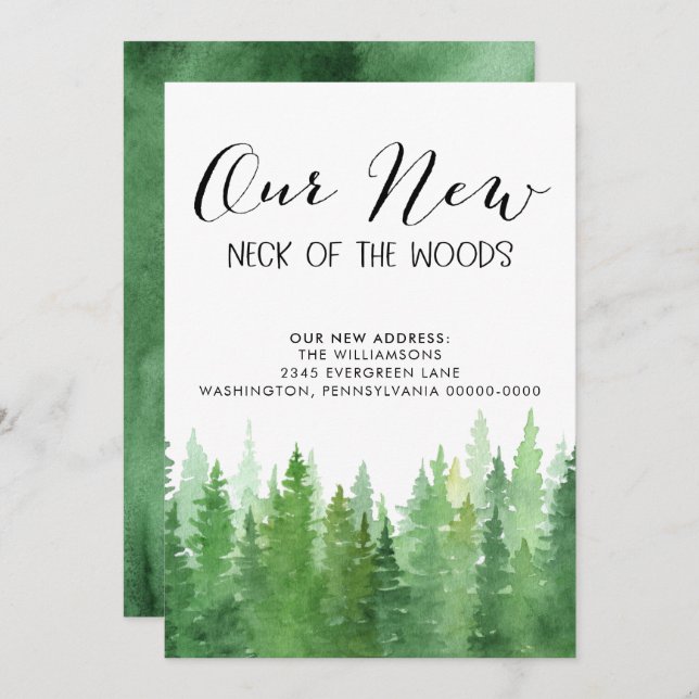 Our New Neck of the Woods Pine Trees  Announcement (Front/Back)