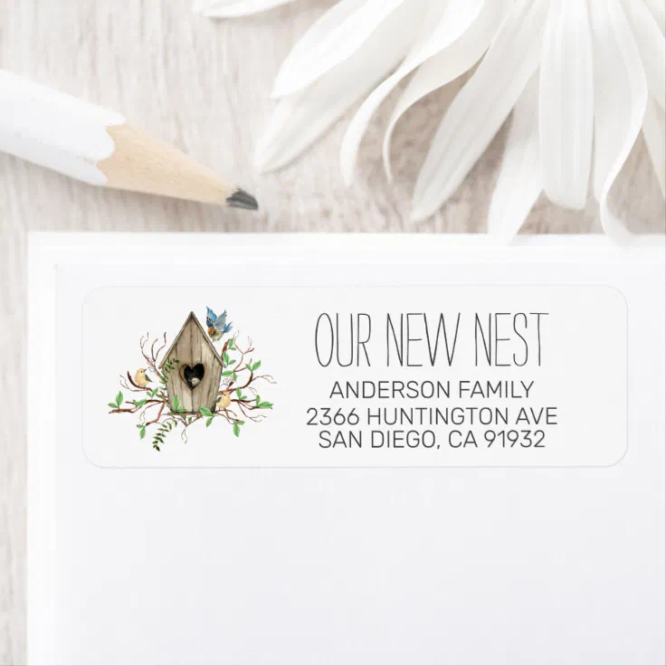 Our New Nest Birdhouse Return Address Label Zazzle