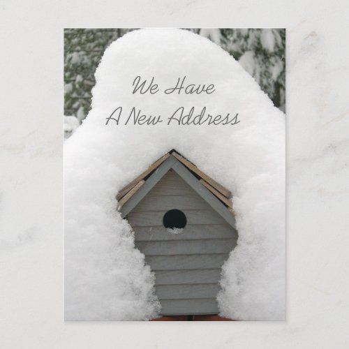 Our New Nest Cute Winter Birdhouse Moving Postcard
