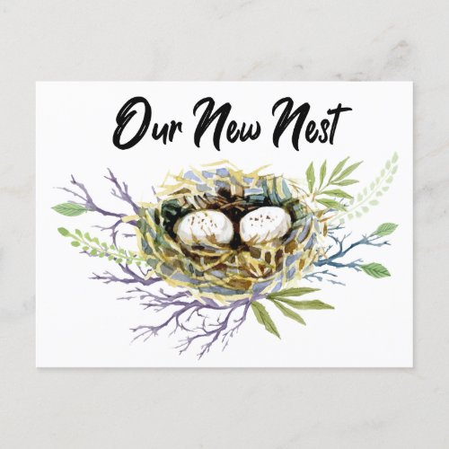 Our New Nest Watercolor Moving Announcement Postcard