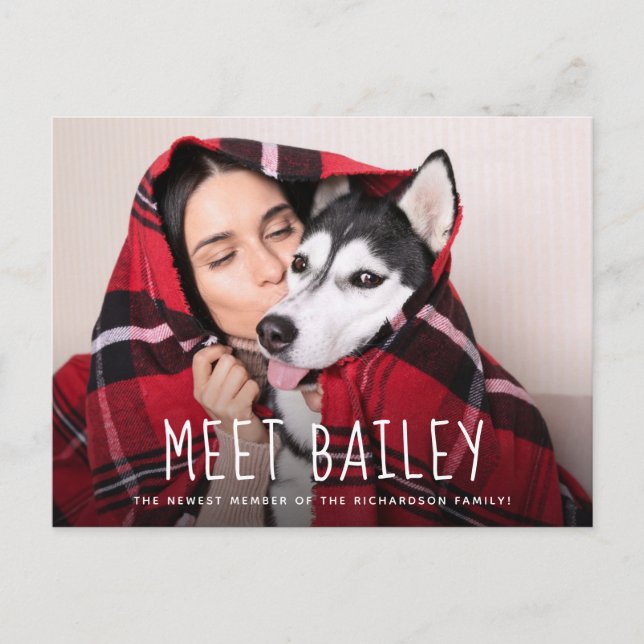 Our New Pet Dog | Simple Photo Announcement (Front)