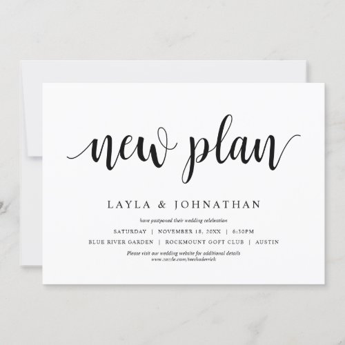 Our New plan Wedding Change the date Invitation