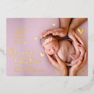 Our New Valentine Gold Foil Birth Announcement
