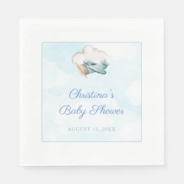 Our Next Adventure Travel Theme Baby Shower Napkins (Front)