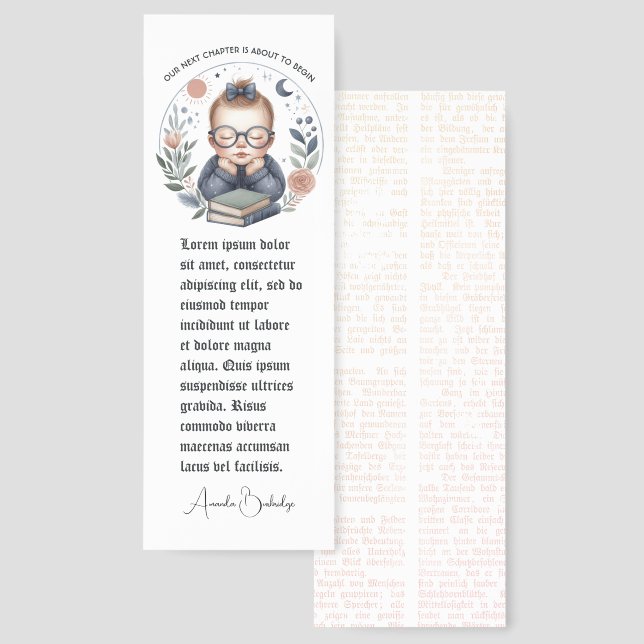 Our Next Chapter Baby Shower Bookmarks (Front & Back)