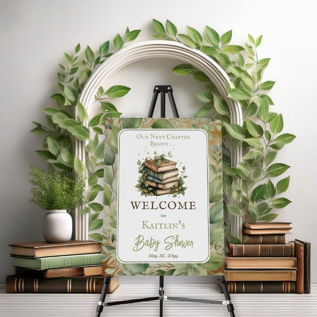 Our Next Chapter Begins Books Baby Shower Welcome Foam Board (Vintage Elegance Books Leaves Baby Shower Welcome Sign "Our Next Chapter Begins . . ." Collection )