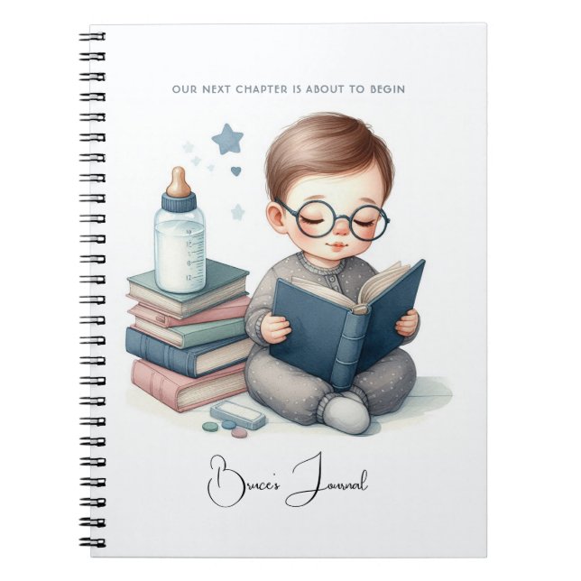 Our Next Chapter Book-Themed Baby Shower Notebook (Front)