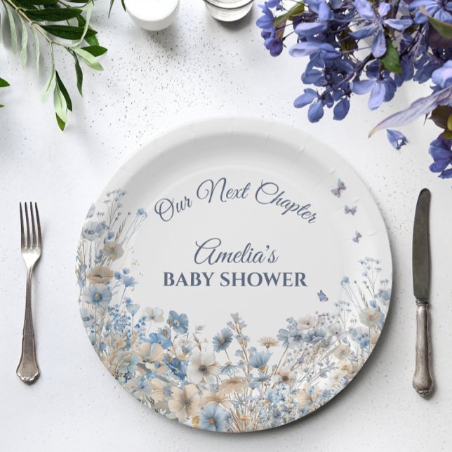 Our Next Chapter Elegant Powder Floral Meadow Paper Plates (Creator Uploaded)