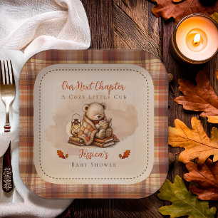 Our Next Chapter Fall Teddy Bear Cub Baby Shower Paper Plates