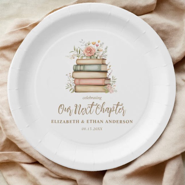 Our Next Chapter Storybook Baby Shower Party Paper Plates (Our Next Chapter baby shower paper plate)