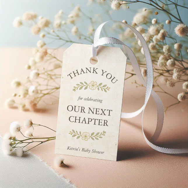 Our Next Chapter Storybook Baby Shower Thank You Gift Tags | Zazzle