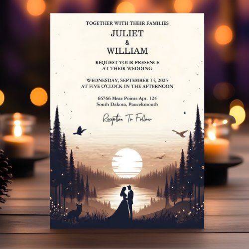 Our Night Sunset Stars Moon Cloud Twilight Wedding Invitation