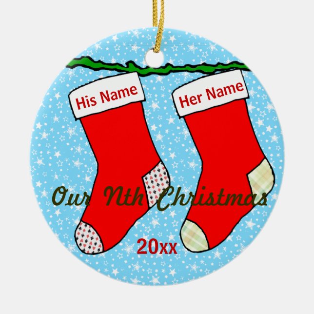 Our Nth Christmas Ceramic Ornament (Front)