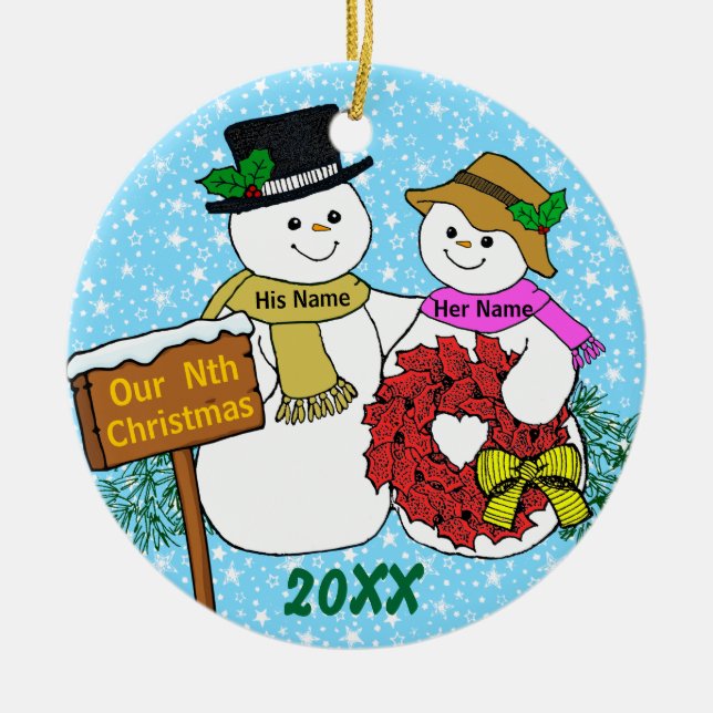 Our Nth Christmas Ceramic Ornament (Front)