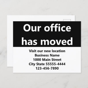 Our Office Has Moved Black Moving Announcement Postcard