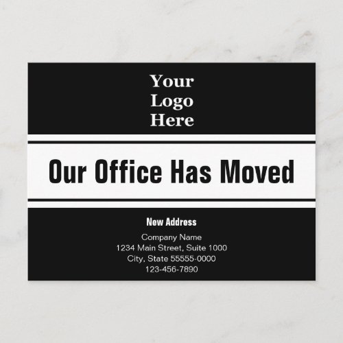 Our Office Has Moved Black White Business Moving  Postcard