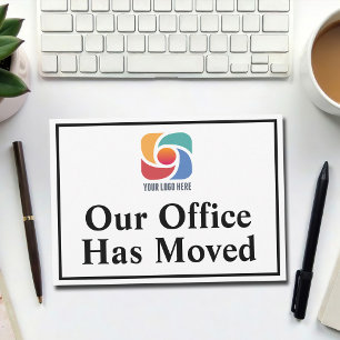 Our Office Has Moved Bold Custom Business Logo Announcement