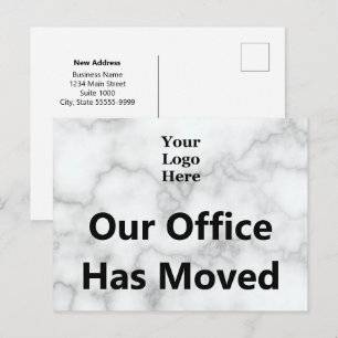 Our Office Has Moved Business Logo Faux Marble Postcard