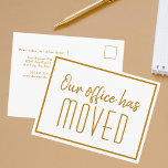 Our Office Has Moved Chic Gold Business Moving Postcard<br><div class="desc">We have a new address moving postcard for a modern business or chic corporation looking to update their clients on a new location. Our office has moved. Classy,  minimalist typography on sleek white and gold postcards for your company. Customize the change of address on the back.</div>