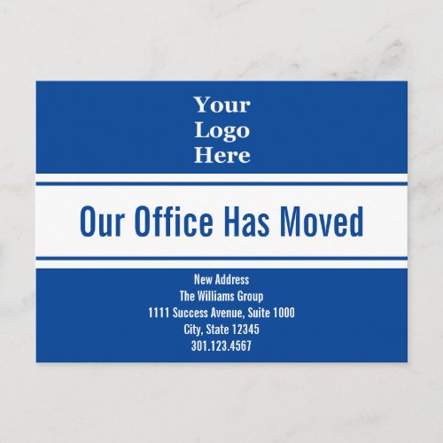 Our Office Has Moved Deep Blue Moving Announcement Postcard