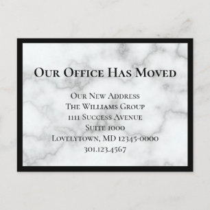 Our Office Has Moved Faux Marble Announcement Postcard