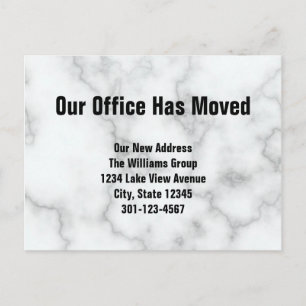 Our Office Has Moved Faux Marble Announcement Postcard