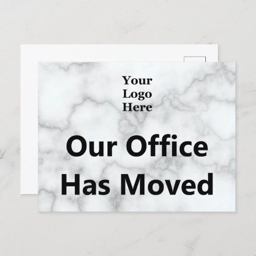 Our Office Has Moved Faux Marble Your Logo Here Postcard