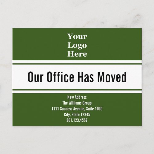 Our Office Has Moved Green Moving Announcement Postcard