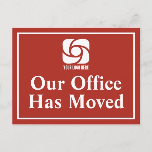Our Office Has Moved Red Business Logo Postcard