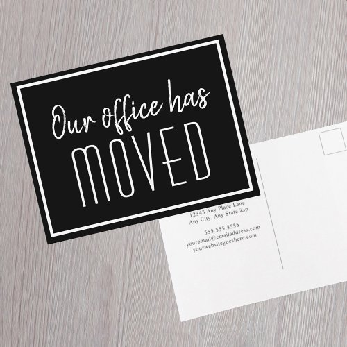 Our Office Has Moved Simple Black White Business Postcard