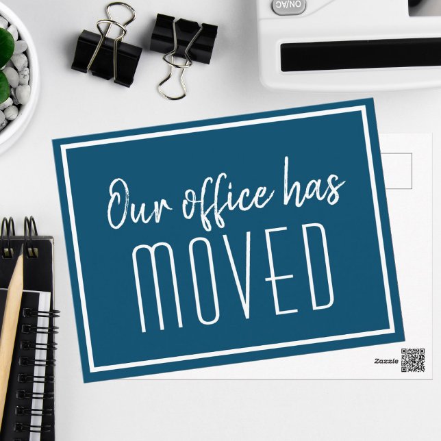 Our Office Has Moved Simple Blue White Business Postcard (Creator Uploaded)