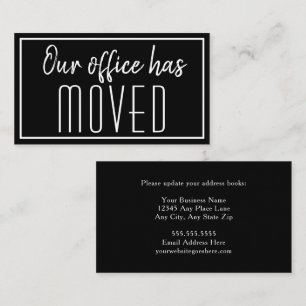 Our Office Has Moved Trendy Black New Address Business Card