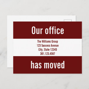 Our Office Have Moved Red & White Announcement