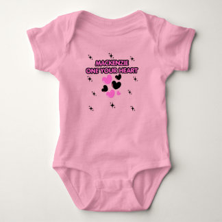 OUR ONE HEART, PINK 1ST BIRTHDAY PARTY BABY BODYSUIT