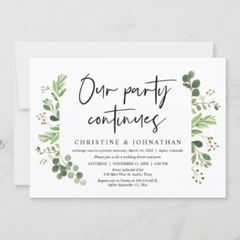 Our party continues, Wedding Elopement celebration Invitation | Zazzle