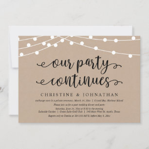 Our Party Continues, Wedding Elopement Invitation