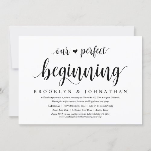 Our Perfect Beginning Wedding Elopement Party Invitation