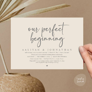 Our Perfect Beginning, Wedding Elopement Party Invitation