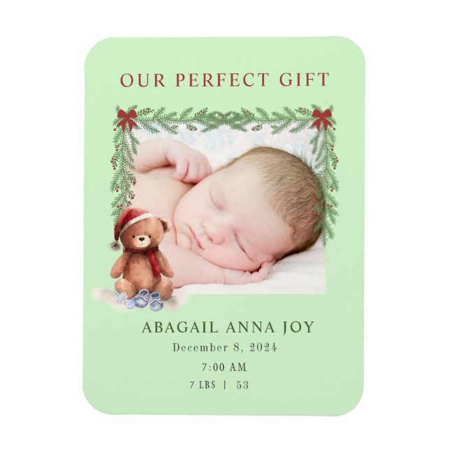 Our Perfect Gift Baby Announcement Magnet (Vertical)