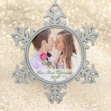 Our Photo First Christmas Snowflake Ornament