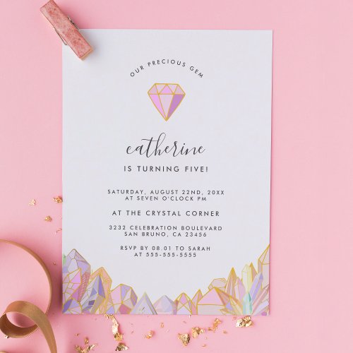 Our Precious Gem Girly Birthday Party Invitation Postcard