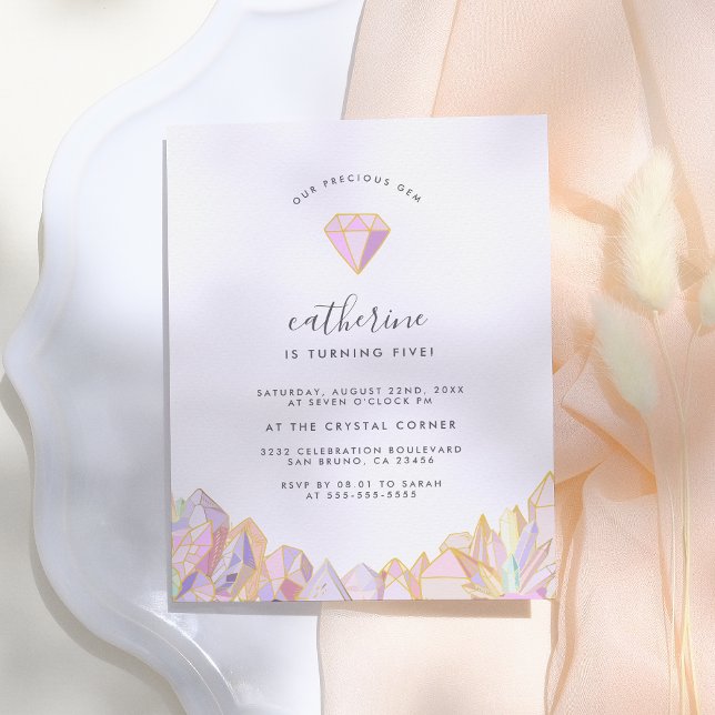 Our Precious Gem Girly Birthday Party Invitation Postcard (Creator Uploaded)