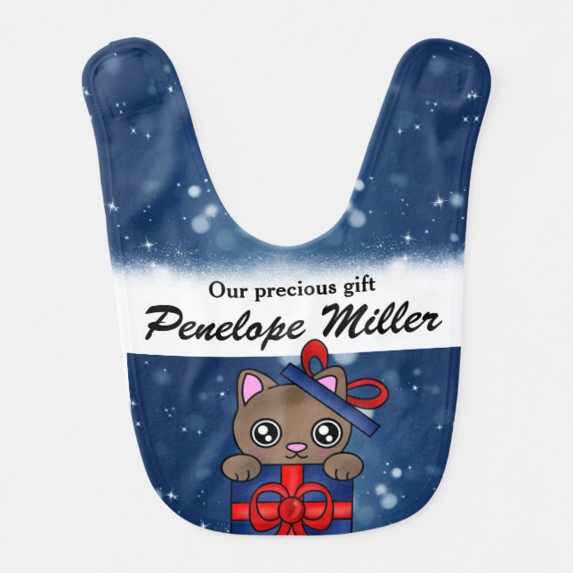 Our precious with Baby Kitten in Gift Box Bib (Front)