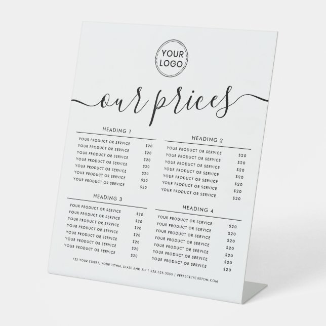 Our prices logo elegant price list  pedestal sign (Front)